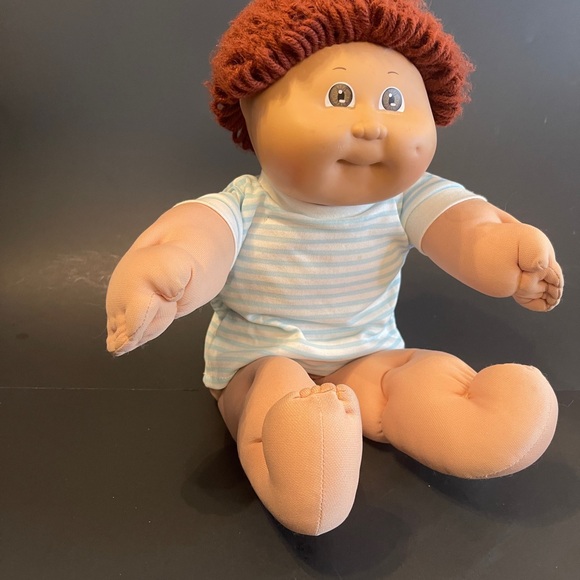 Vintage Boy Cabbage Patch Kid - Red Curly Hair & Striped Shirt - Picture 3 of 7